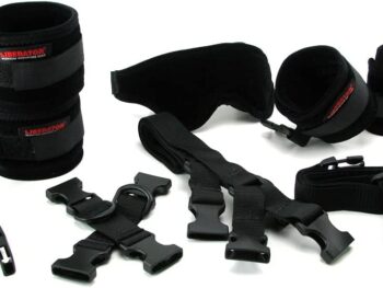 Bed Buckler Tether and Cuff Restraint Kit Black Microfiber - Default