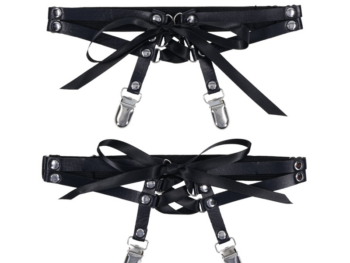 Laced Up Garters - Black