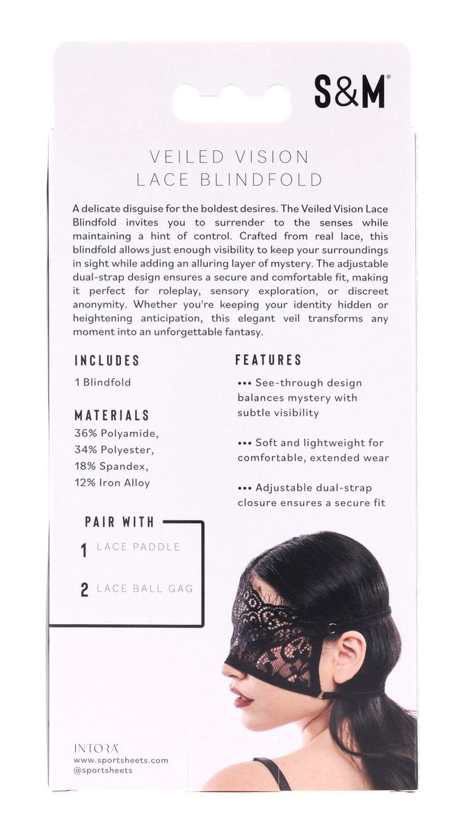 Veiled Vision Lace Blindfold - Black - Image 3