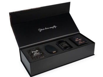Naughty Gift Set: Black Truth or Dare Cards, Mimi, Massage Candle, Silk Blindfold & Restraint